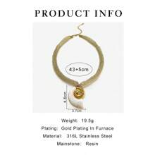 Monlansher New Stainless Steel Exaggerated Seashell, Leaf, Sunflower Pendant Necklace With Lace Mesh Chain, Fashionable & Necklace For Women