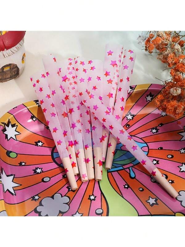 8PCS/50PCS/BOX Colorful Cigarette Roll Papers For Beginners Slow-Burning, Easy To Roll, Fun Designs Perfect Smoking Accessories, Unique Birthday Gifts For Him Or Her!Vibrant Printed Rolling Papers