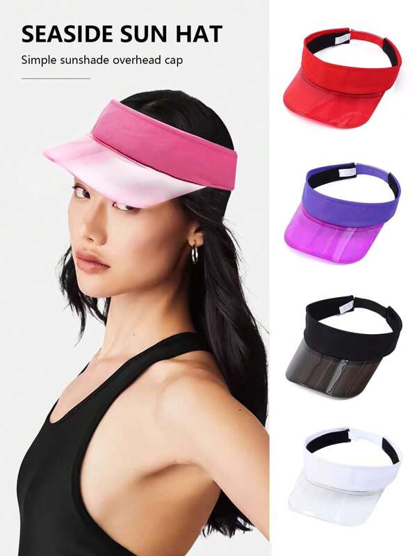 1 pieza Gorra de béisbol ajustable para mujer con borde transparente y de colores, sin corona, para deportes al aire libre, golf, protección solar, primavera/verano, con protección UV