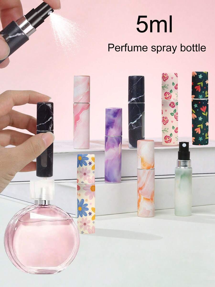 1个5毫升大理石纹高端香水分装瓶，小巧便携的旅行底部直注式喷雾瓶，香水便携瓶。多种款式可选，香水瓶可重复使用。适合作为礼物或纪念品。底部注液设计，精致喷雾瓶。香水便携瓶