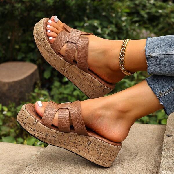 Damen Boho Sommer Mode Stil Festival Hochzeit Party Strandurlaub lässige Sandalen in Einfarbig