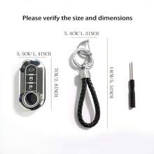 Aafiete Car Rhinestone Cherry Blossom Design Braided Leather Keychain Cover, Suitable For Fiat 500, Boyue, Bravo, Iveco, Olsen Car Key Fob - Pink Diamond Rope - View 8