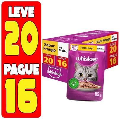 Sache Whiskas Para Gatos Adulto Frango - Kit Promocional Leve 20 Pague 16