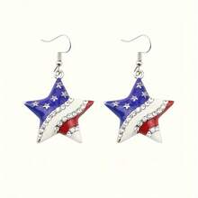 2 Pairs Of American Independence Day Earrings, July 4th Earrings, Commemorative Day Gift Earrings With Stars, Hearts, And Designs, Party Gifts, Holiday Gifts - 兩對 - 查看 2