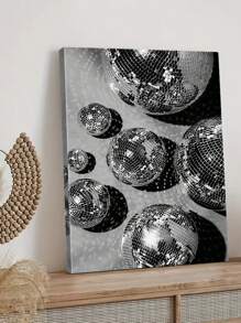 1pc, Party Canvas Decoration, Funny Disco Wall Arts, Idea Gift, Disco Ball Light Picture Poster Printing, Home Decor Painting For Living Room, Bedroom, Bar,Optional Frame