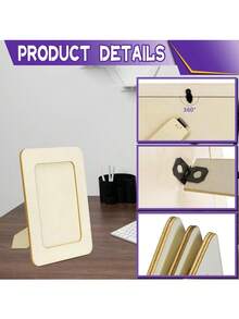 4" X 6" Unfinished Wooden Photo Frame, Suitable For DIY Projects, Crafts, Vertical Wooden Frame For DIY Painting, Suitable For Wooden Crafts, Painting, Art Projects, Wooden Decorations, Suitable For All Holiday Gifts - Wood Color - View 5