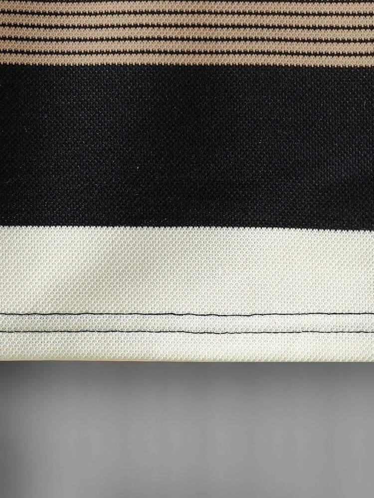 2 مجموعة ملابس أولاد، ملابس علوية قصيرة الأكمام بياقة مستديرة مطرزة بالدب بألوان متباينة + شورت بألوان متباينة مخطط، ملابس كاجوال مناسبة للارتداء اليومي، النزهات الكاجوال، العطلات، التجمعات، موسم الربيع/الصيف - متعدد الألوان - مشاهدة 8