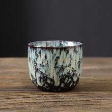 1pc 120ml Creative Crackle Glaze Ceramic Cup, Retro Italian Espresso Cup, Milk Cup, Afternoon Tea Cup, Coarse Pottery Cup, Latte Art Cup, Small Capacity Water Mug Back To School