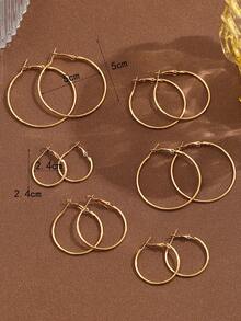 A Set Of 12 Fashionable, Versatile And Simple Geometric Ladies' Earrings In Gold And Silver Colors. They Are Suitable For Matching During Festivals, In Daily Life And For Vacations. - 金黃色 - 查看 2