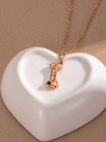 1 件镌刻狗骨头名字诞生石项链、定制宠物家族多个名字吊坠、镌刻宠物铭牌项链纪念礼物，适合女士、个性化狗爪配饰、友谊礼物、情人节礼物、派对礼物 - 玫瑰金 - 查看 2