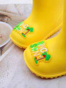 1 Pair Cartoon Dinosaur Children's Rain Boots, Elastic Drawstring Waterproof Fabric, Lightweight & Comfortable Rainboots For Boys, Anti-Slip Outdoor Sports Waterproof Boots, Suitable For Rainy Days And School Activities