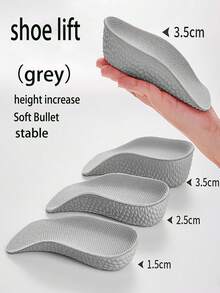 1 Pair Unisex Height Increasing Insoles, Non-Slip, Shock-Absorbing, Full-Length Inserts For Sports, 7/4 Height Increase For Women, Soft & Comfortable Half Pad