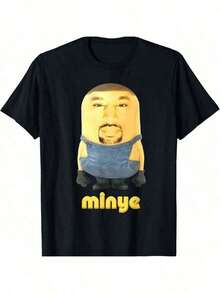 Minye Funny For Women, Men T-ShirtRap Rock Signature Print T-Shirt Cotton Short-SleevesFamily Loose, Fashionable And Casual T-Shirt Casual Short Sleeves With Classic Prints  Printed T-Shirts-MZCN TRADING LIMITED - Black - View 1