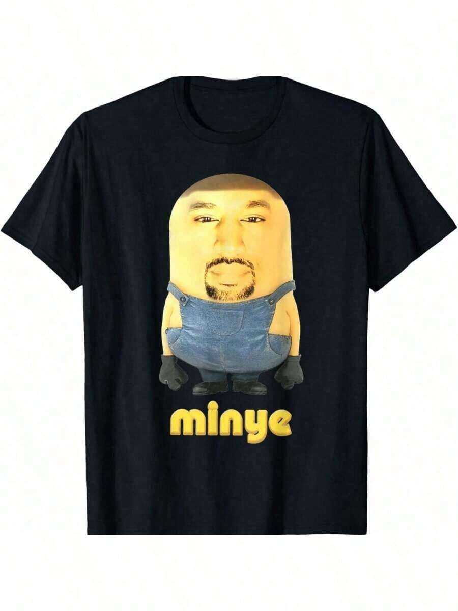 Minye Funny For Women, Men T-ShirtRap Rock Signature Print T-Shirt Cotton Short-SleevesFamily Loose, Fashionable And Casual T-Shirt Casual Short Sleeves With Classic Prints  Printed T-Shirts-MZCN TRADING LIMITED - Black - View 1