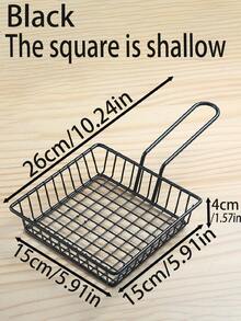 1pc Metal Bread Basket, Snack Basket, Fried Chicken Basket, Fried Food Plate, Popcorn Bowl, Mini French Fry Basket, Fried Chicken Snack Plate, Chicken Wings & Fried Food Snack Basket, For Holding Fast Food, Fruit, Burgers, Potatoes - Black - View 11