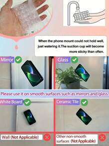 1pc 24 Suction Cup Silicone Non-Slip Washable Double-Sided Suction Cup Phone Holder, Cell Phone Holder, Phone Anti-Slip Sticker, Power Bank & Phone Case Accessory