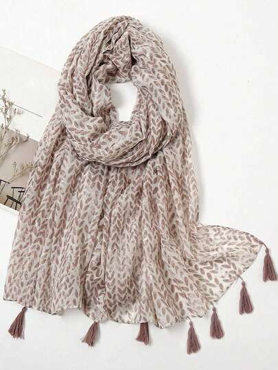 1 件女士简约印花围巾海滩配饰，时尚真丝围巾，春夏季，防晒，沙滩巾，头巾，披肩头巾，发带，头带非常适合装扮您的冬季秋季