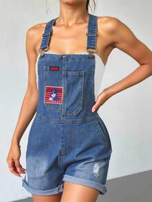 1 pieza moda  short-oberol mezclilla rigido para mujer ,comodidad,casual. - azul - Ver 2