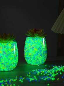 300pcs 9*13mm Small Diamond Shaped Glow Stones, Luminous Plastic Pebbles For Garden, Fish Tank