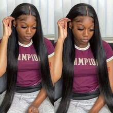 MECRY 180 密度高清前假发 10-36 英寸 13x4 骨直发蕾丝前假发无胶假发人发预剪蕾丝假发，可穿戴，渐变色蕾丝前假发，人发预拔，含婴儿头发漂白结，处女发，自然发际线，无需胶水，易于女性佩戴，预拔混合发假发工具，混合假发 - 混合人发和合成前假发，人发假发前部无胶 - 自然色&黑色系 - 查看 15