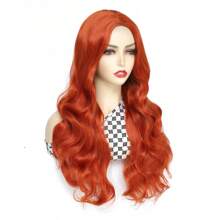Auburn Orange Wig For Women 26 Inch Long Curly Wavy Middle Part Wigs Synthetic Hair Wigs For Cosplay Party Daily Use