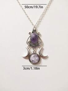 这款独特而富有创意的波西米亚风格月亮女神项链，配有紫色水晶吊坠，是送给女性的完美礼物。