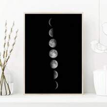 1 peça/3 peças pôsteres de arte de parede moldura opcional arte moderna em preto e branco pôster de fase da lua estética impressão em tela murais de parede adequados para salas de estar, bares, cafés, decoração de casa
