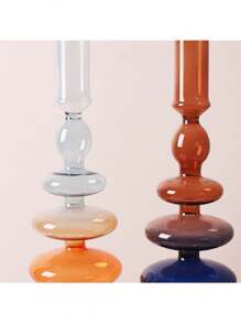 1 pieza Candelabro de vidrio creativo y sencillo, florero artístico para decoración del hogar, sala de estar y mesa, ideal para insertar flores secas