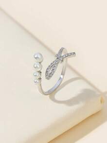 1 Piece 2025 Limited Edition Fashion Ring, Copper Micro Inlaid Cubic Zirconia, High Quality Craftsmanship, Suitable For Women's Banquets, Parties, Nightclubs, Business, Schools, Holidays, And Daily Wear - Gold - View 2