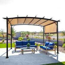 12' X 9' Pergola Gazebo Retractable Metal Frame Canopy For Sunshade Waterproof - 1 - View 8