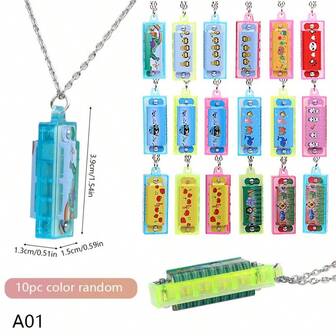 10/20 件迷你项链口琴入口四孔乐器拼图道具生日快乐派对装饰用品