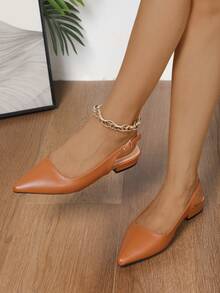 Eleganti scarpe da donna di colore unito, con cinturino alla caviglia, tacco basso e leggero, punta affusolata, scarpe da donna con tacco basso