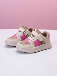 1 Pair Children's Casual Sports Shoes, 4-Season Girls Flat Sneakers, Spring/Autumn New Hook-And-Loop Soft Bottom Lightweight Campus Style Outdoor Shoes