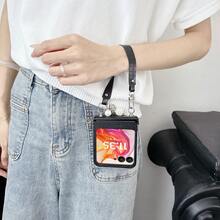 keshengtai 1 pieza Funda de teléfono de piel de imitación con estampado de cocodrilo y 1 pieza Correa de cordón con estampado de caimán, adecuado para MOTO Razr Plus 2025/Razr 60/Razr 60 Ultra/Razr 50/Razr 50 Ultra/Razr 40 Ultra, resistente al agua, a los golpes, a las caídas y a los arañazos - Negro - Ver 4