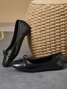 MonaNise 女士卡其色舒适黑白方头扣红色平底薄荷绿休闲户外夏季旅行粉色栗色派对高端休闲办公室黑色平底鞋,百搭 - 黑色 - 查看 6