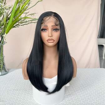 Lace Front Realistic Short Haircut Wig, 13*6 Straight Hair Wig, Middle Part Daily Wear Short Wig With Baby Hair, Heat Resistant Synthetic Fiber Hair, Full Head, 16 Inches