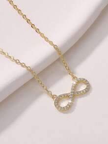 1pc Fashionable Infinity Symbol Necklace, Delicate Clavicle Chain Design For Women - Infinity Symbol - Gold - View 3