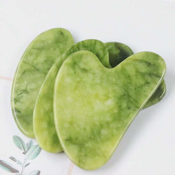 1 pieza Raspador verde oscuro - Una herramienta de masaje Gua Sha de piedra natural para el cuidado de la piel, el cuello y la espalda, una herramienta de masaje Gua Sha ergonómica para el cuidado de la belleza personal.
