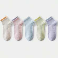 1/5/7 Pairs Women Non-Slip Yoga Socks, Shock Absorbing Sports Socks For Pilates Ankle Socks, Colorblock Floor Socks For Fitness, Spring/Summer/Autumn/Winter - Multicolor - View 10