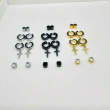 Fashionable And Minimalist Punk Style Popular Stainless Steel Ear Clip, Zirconia Magnet Ear Clip Without Ear Hole, Non Perforated Ear Clip Set Suitable For Various Occasions, Good Gift For Friends And Family, Manufacturer Direct Suitable For Both Men And Women