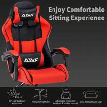 AJWF Sedia da gioco AJWF, sedia da ufficio per computer, sedia da gioco video ergonomica, schienale e altezza seduta regolabili, sedia girevole con poggiatesta e cuscino lombare, sedia da e-sport (Rossa)(Rosa)(Nera)