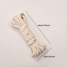 带芯棉绳，6毫米 x 5米粗花边绳，用于壁挂、植物吊架、工艺品、礼品包装和婚礼装饰的扭纹花边棉绳，米色花边绳，圣诞工艺品