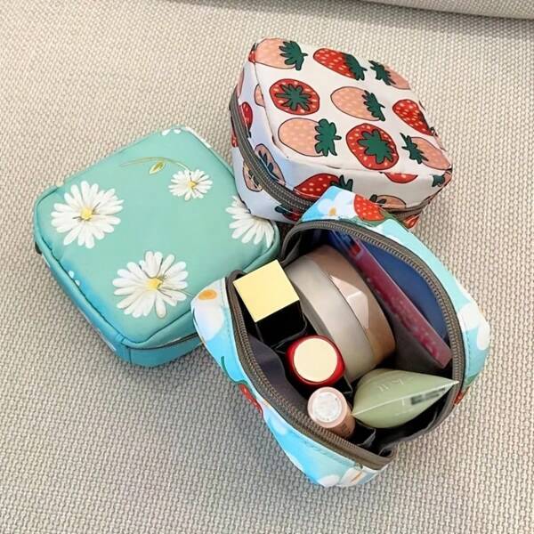 Korean Style Portable Storage Pouch, Women's Sanitary Pad Bag, Lipstick Organizer Pouch, Ideal For Storing Jewelry, Earphones, Chargers, Keys, Coins And Change, Compact Travel Organizer