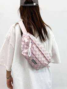 Bolso de pecho de cuadros - Bolso bandolera casual de unicolor para mujer, moda bolso de cintura diagonal de hombro