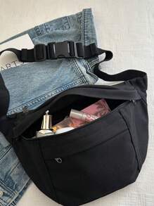 Pochete Feminina de Cor Sólida na Moda, de Grande Capacidade para Compras Casuais, Deslocamentos, Viagens e Trabalho
