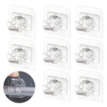 Kit 4/10 Pieces Adhesive Curtain Rod Holder Hook - Silver - View 3