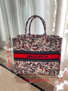 1 件 Sanrio Hello Kitty 合作卡通手提包，复古撞色单肩包，大容量手提包，校园、与朋友聚会、日常购物、返校季的理想礼物 - 彩色 - 查看 9