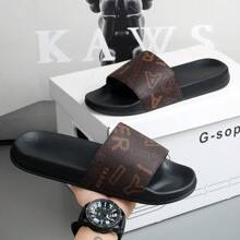 Men's Slippers, Fashionable Slippers With Special Letter Design, Soft EVA Flat Non-Slip House Slippers, Men's Summer Beach Slippers, Super Comfortable Non-Slip Men's Casual Slippers, Very Suitable For Daily Wear