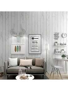 1pc Black And White Wood Grain Contact Paper, Peel And Stick Wallpaper, Vinyl Film, Self-Adhesive Removable Waterproof, Wood Texture Wallpaper For Wall, Countertop, Cabinet Decor