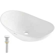 Modern Ceramic Bathroom Vessel Sink 23. 3 Inch X 14. 2 Inch Countertop Vanity Bowl For Stylish Home Decor - White - View 1